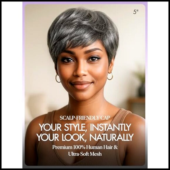 Short Pixie Cut Glueless Wig Human Hair Modern Chic Throw On & Go